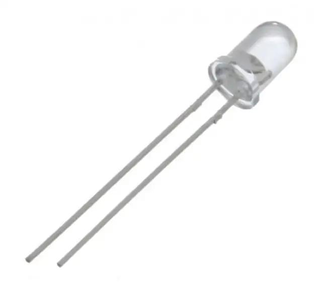 Through-hole 5mm LEDs in assorted colours, the component form used on custom boards
