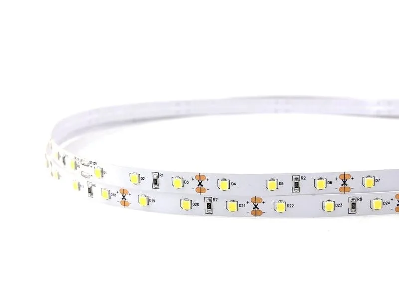 Flexible LED strip on a reel, SMD emitters at regular spacing with cut points marked between them