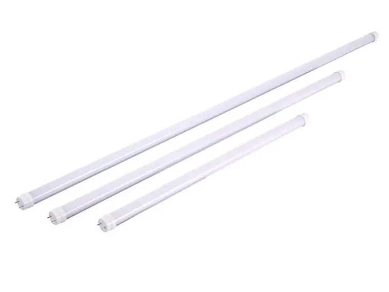 LED tubes in a row, seen end on.